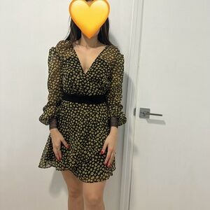 La Maison Talulah floral wrap dress long sleeve